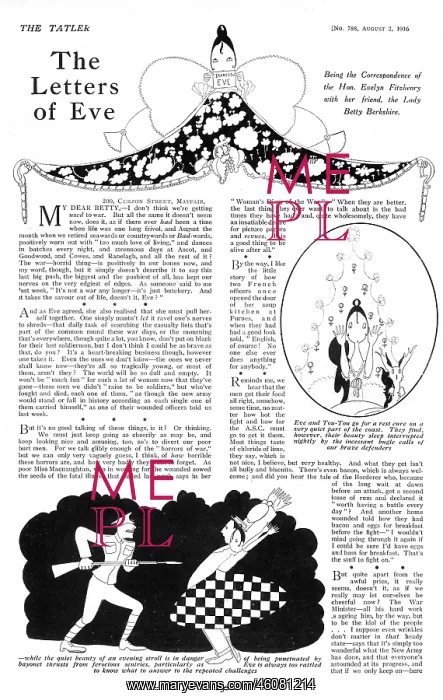 : The Letters of Eve, from the Tatler 1916 : The Letters of Eve, from the Tatler 1916