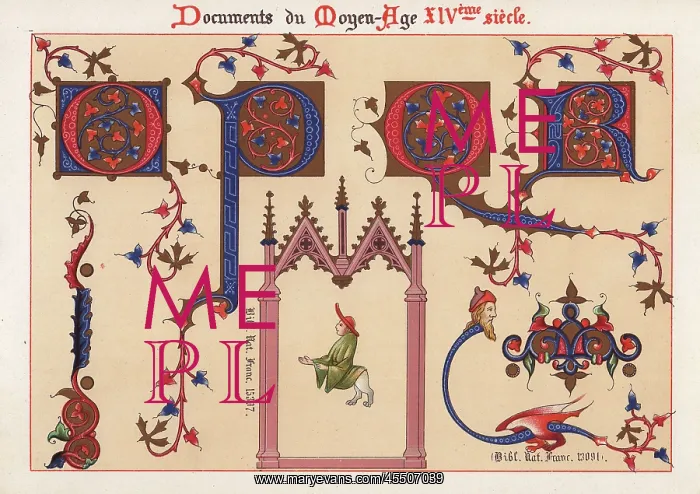 : Letters from an illuminated alphabet, man with : Letters from an illuminated alphabet, man with