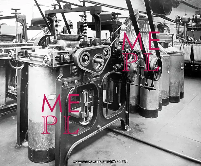 : Levelling machine in a woollen mill in Bradford : Levelling machine in a woollen mill in Bradford