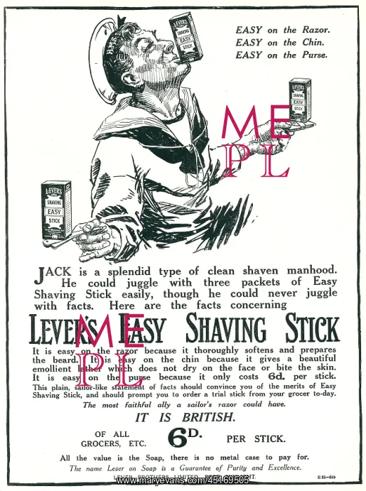 : Lever Brothers Advertisement, Shaving Stick : Lever Brothers Advertisement, Shaving Stick