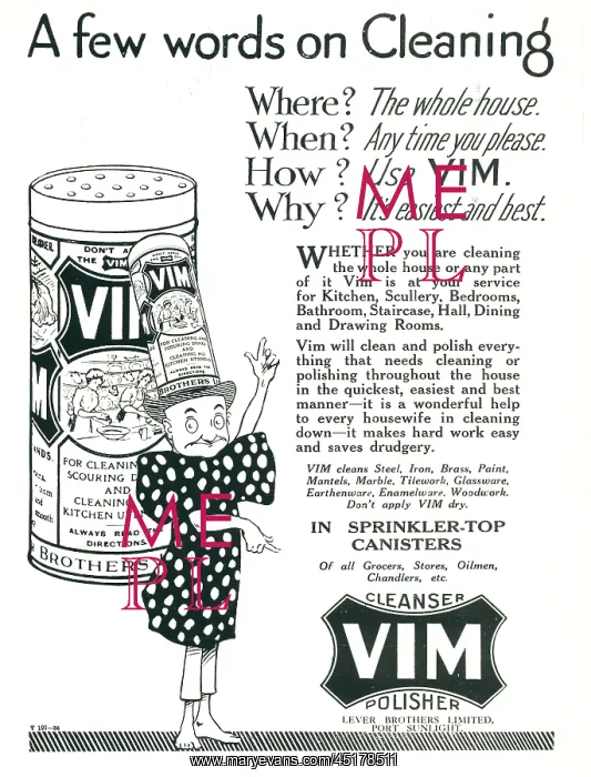: Lever Brothers Vim Advertisement : Lever Brothers Vim Advertisement
