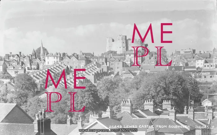: Lewes Castle from Southover : Lewes Castle from Southover