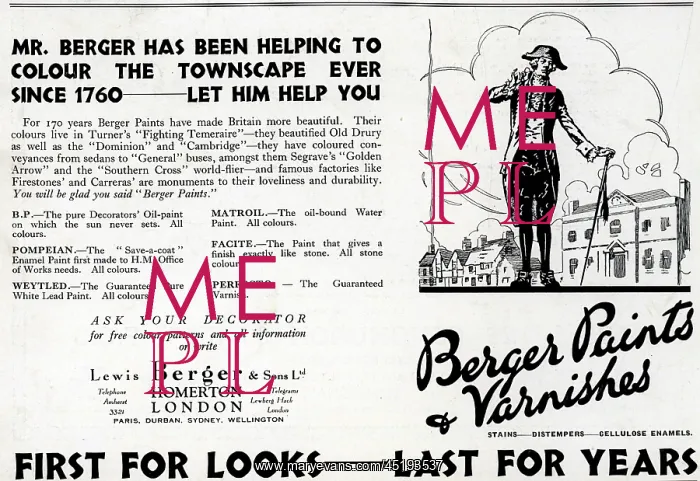 : Lewis Berger and Sons Advertisement : Lewis Berger and Sons Advertisement