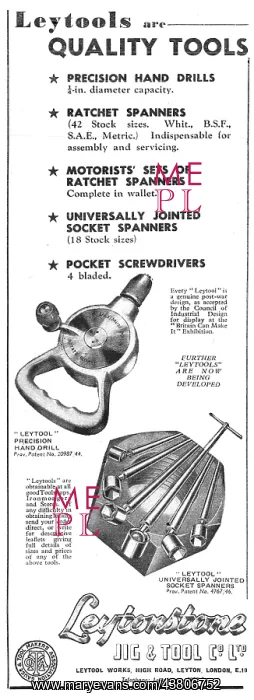 : Leytool Engineers Hand Tools 1947 Advert : Leytool Engineers Hand Tools 1947 Advert