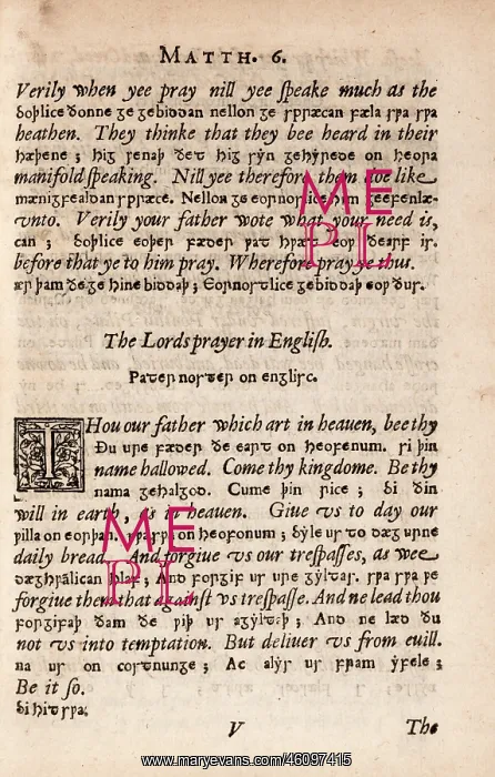 : ?lfric's translation of the Lord's Prayer, from a 17th centu : ?lfric's translation of the Lord's Prayer, from a 17th centu
