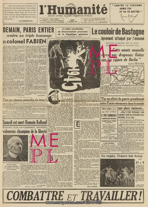  : L'Humanite front page Battle of the Bulge