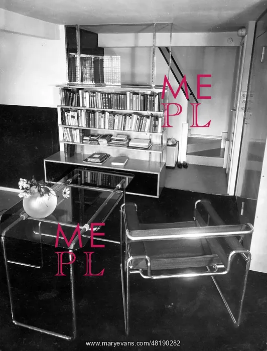 : A library in Bauhaus style, 1930 : A library in Bauhaus style, 1930