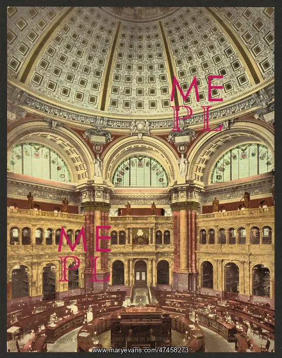 : Library of Congress, Reading Room in rotunda : Library of Congress, Reading Room in rotunda