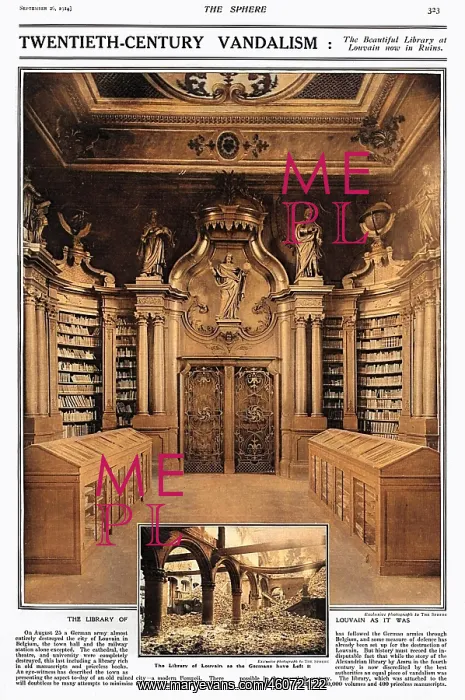 : The library at Louvain ruined during WW1 : The library at Louvain ruined during WW1