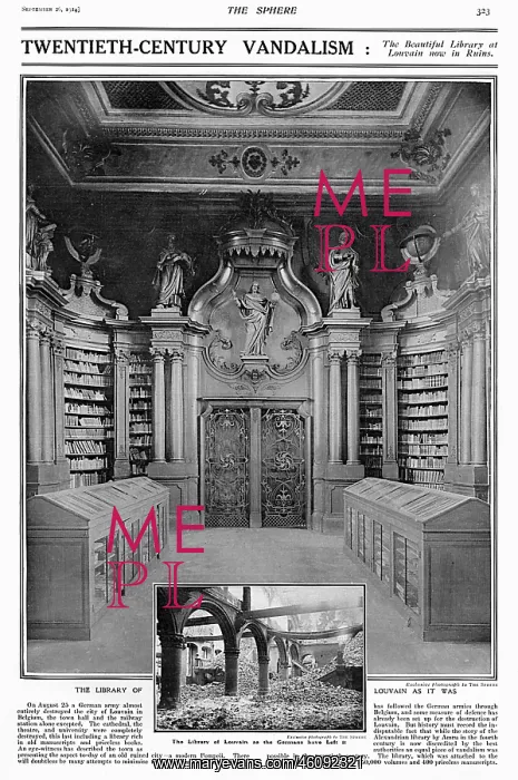 : The library at Louvain ruined during WW1 : The library at Louvain ruined during WW1