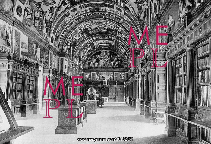 : Library in the monastery of El Escorial, 1902 : Library in the monastery of El Escorial, 1902