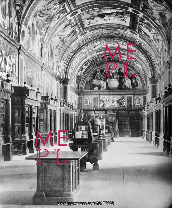 : Library in the monastery of El Escorial, 1909 : Library in the monastery of El Escorial, 1909