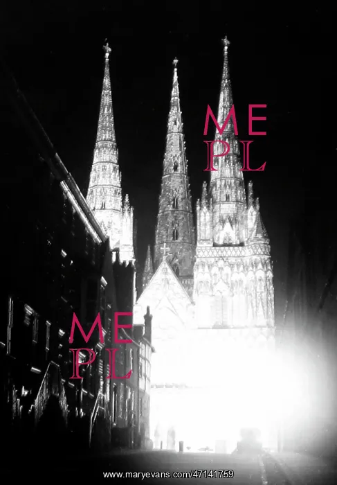  : Lichfield Cathedral floodlit in 1951
