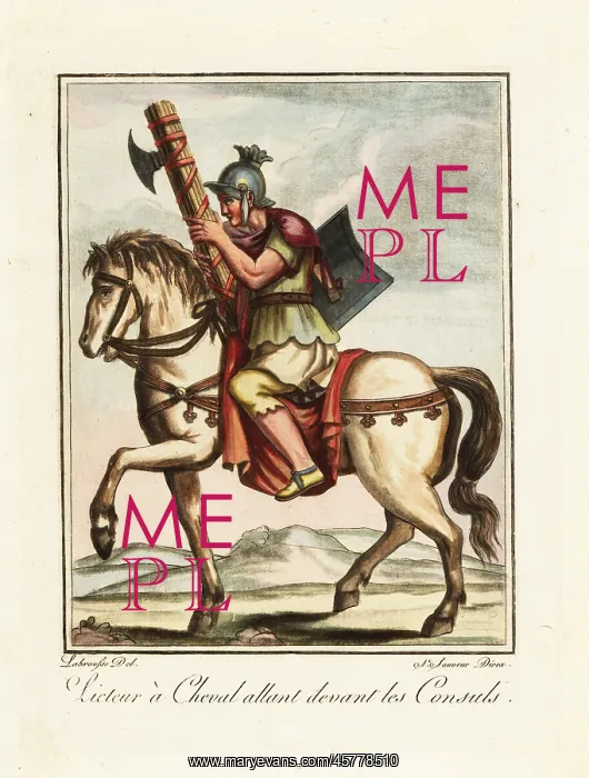 : Lictor riding in front of consuls, ancient Rome : Lictor riding in front of consuls, ancient Rome