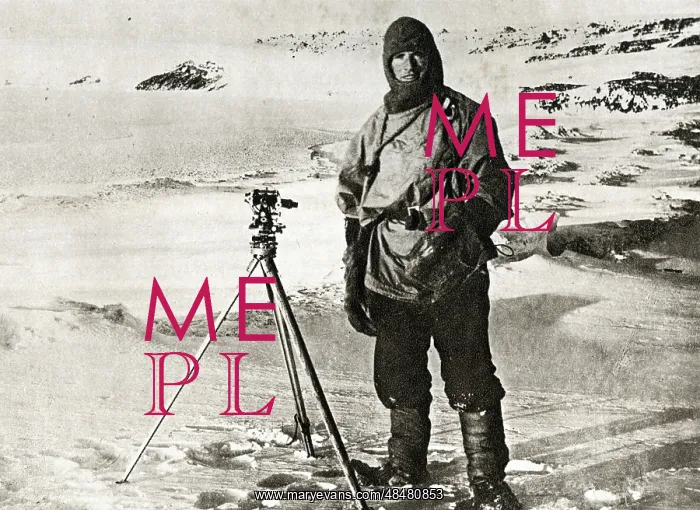 : Lieutenant Evans with instrument to pinpoint the South Pole : Lieutenant Evans with instrument to pinpoint the South Pole