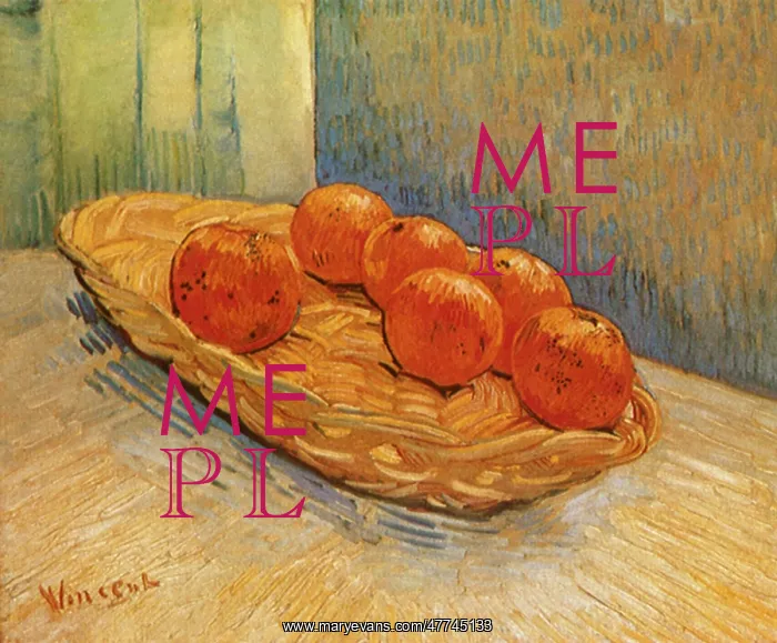  : Still Life: Basket with Six Oranges, by Van Gogh