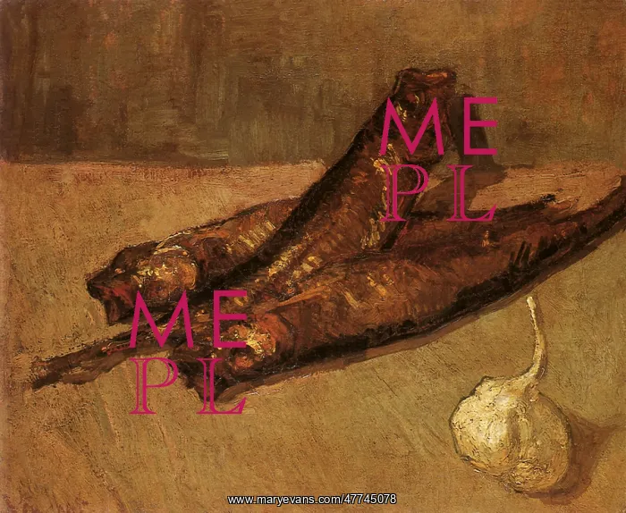 : Still Life with Bloaters and Garlic, by Van Gogh : Still Life with Bloaters and Garlic, by Van Gogh