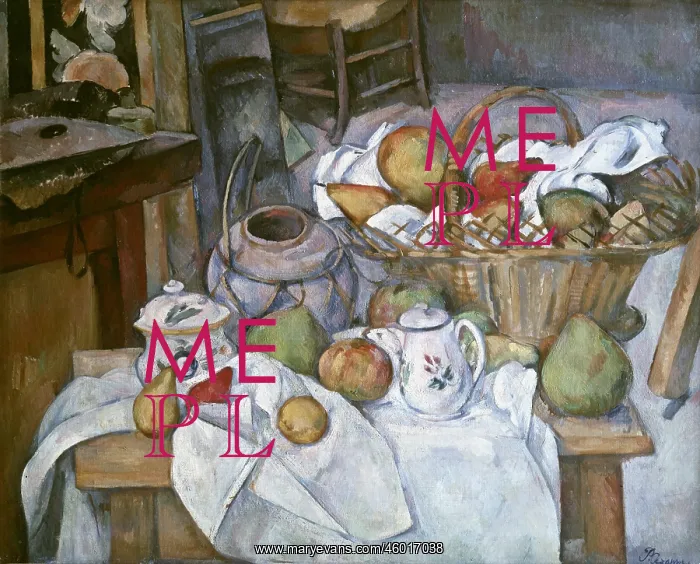 : Still life with bread basket, by Paul Cezanne : Still life with bread basket, by Paul Cezanne