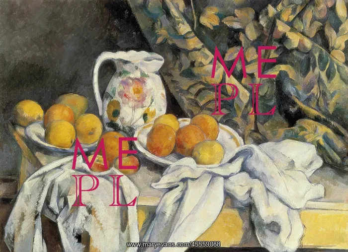 : Still Life with a Curtain, by Paul Cezanne : Still Life with a Curtain, by Paul Cezanne