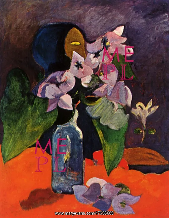  : Still Life with Flowers and an Idol, by Gauguin