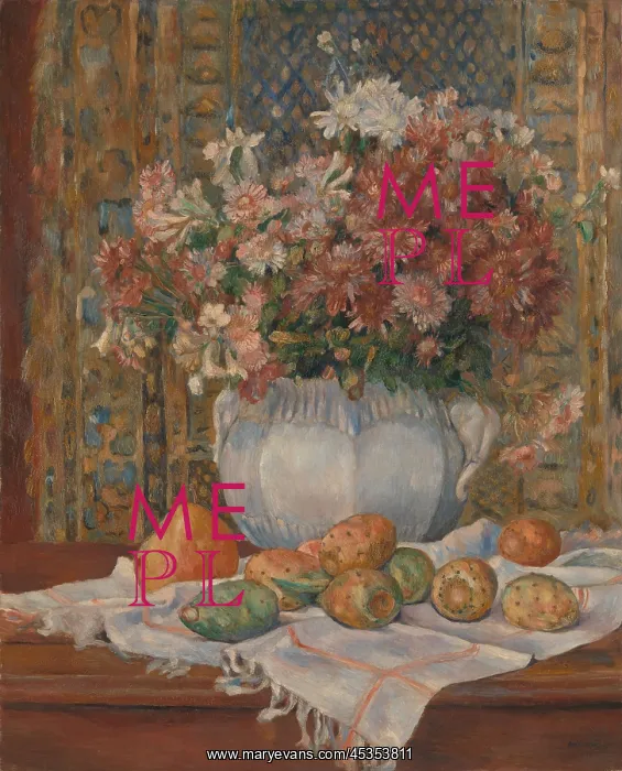 : Still Life with Flowers and Prickly Pears, by Auguste : Still Life with Flowers and Prickly Pears, by Auguste