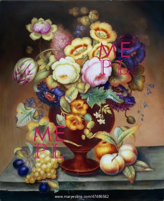 : Still Life of Flowers in an urn with Fruit : Still Life of Flowers in an urn with Fruit