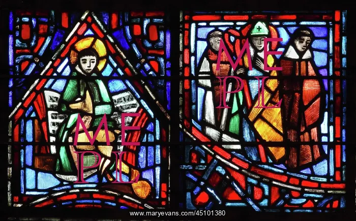 : Life of Fulbert stained glass window, Chartres, France : Life of Fulbert stained glass window, Chartres, France