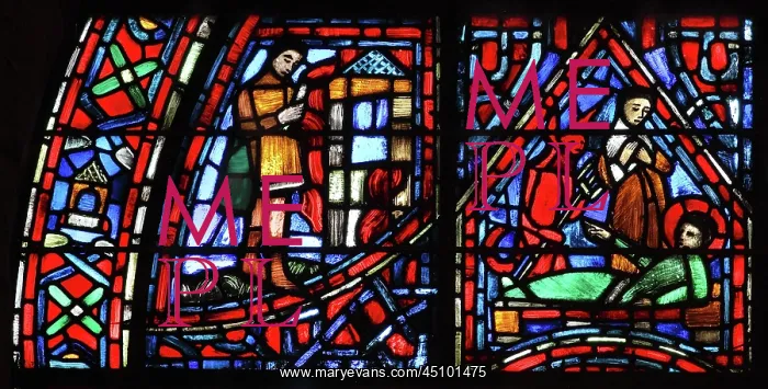 : Life of Fulbert stained glass window, Chartres, France : Life of Fulbert stained glass window, Chartres, France