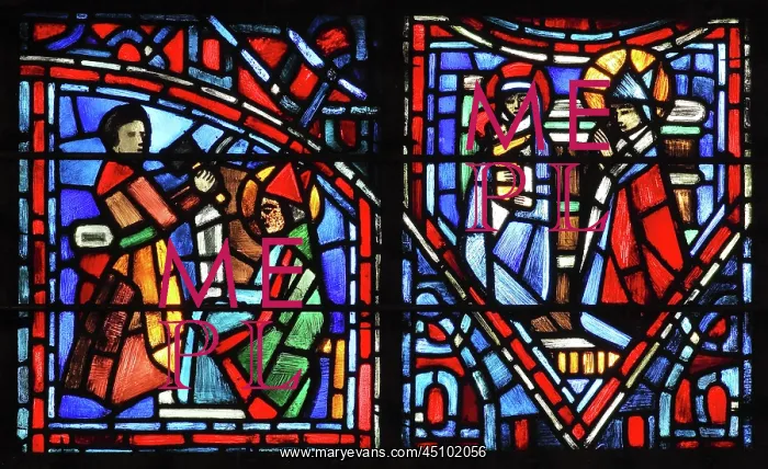 : Life of Fulbert stained glass window, Chartres, France : Life of Fulbert stained glass window, Chartres, France