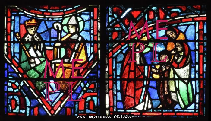 : Life of Fulbert stained glass window, Chartres, France : Life of Fulbert stained glass window, Chartres, France