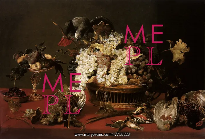 : Still Life with Grapes and a Gray Parrot : Still Life with Grapes and a Gray Parrot