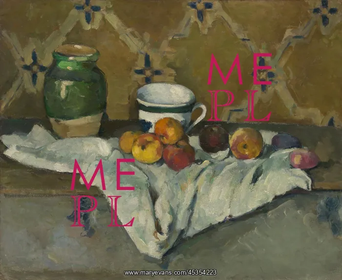 : Still Life with Jar, Cup, and Apples, by Paul Cezanne : Still Life with Jar, Cup, and Apples, by Paul Cezanne