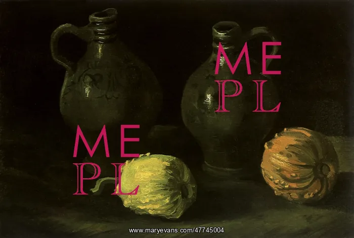 : Still Life with Two Jars and Two Pumpkins, by Van Gogh : Still Life with Two Jars and Two Pumpkins, by Van Gogh