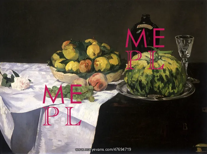: Still Life with Melon and Peaches, by Manet : Still Life with Melon and Peaches, by Manet