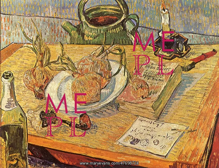 : Still Life with Onions and Drawing Table, by Van Gogh : Still Life with Onions and Drawing Table, by Van Gogh