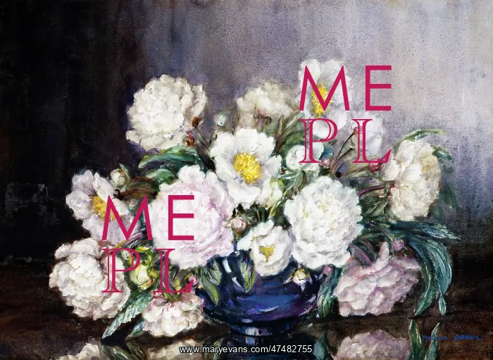 : Still Life with Paeonies in a Blue Vase : Still Life with Paeonies in a Blue Vase