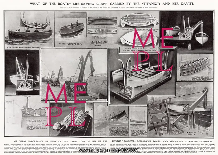 : Life-saving craft carried by the Titanic and her Davits : Life-saving craft carried by the Titanic and her Davits