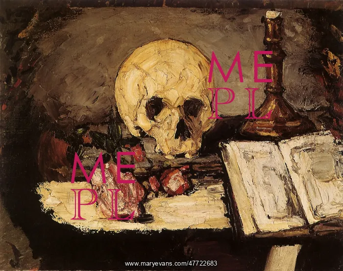 : Still Life with Skull and Candlestick, by Paul Cezanne : Still Life with Skull and Candlestick, by Paul Cezanne