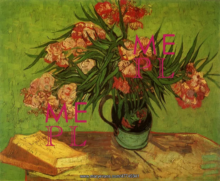 : Still Life: Vase with Oleanders and Books, by Van Gogh : Still Life: Vase with Oleanders and Books, by Van Gogh