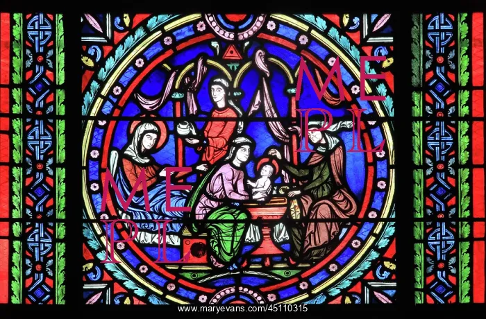 : Life of the Virgin stained glass window, apse : Life of the Virgin stained glass window, apse