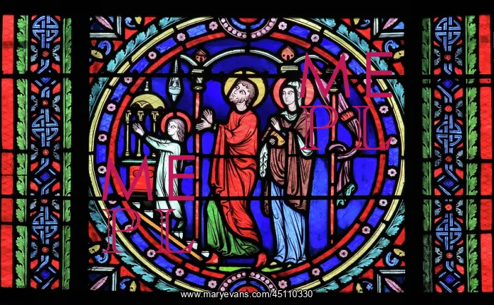 : Life of the Virgin stained glass window, apse : Life of the Virgin stained glass window, apse