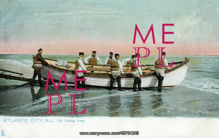 : Lifeboat Crew and boat - Atlantic City, New Jersey, USA : Lifeboat Crew and boat - Atlantic City, New Jersey, USA