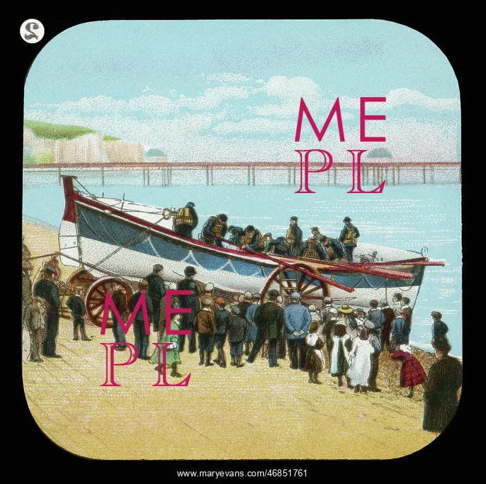  : Lifeboat men in lifeboat on beach
