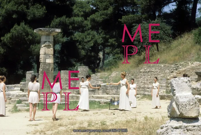 : Lighting ceremony of Olympic flame in Olympia, 1980 : Lighting ceremony of Olympic flame in Olympia, 1980