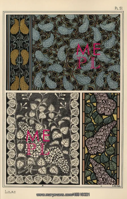: Lilac in art nouveau patterns : Lilac in art nouveau patterns