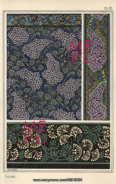 : Lilac in art nouveau patterns : Lilac in art nouveau patterns