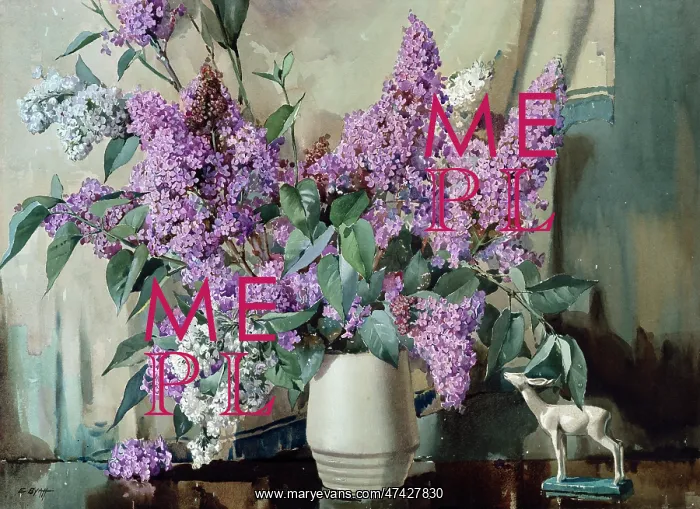  : Lilacs - with ceramic deer