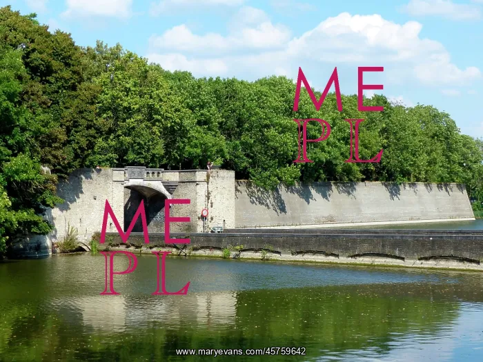 : The Lille Gate in the Ypres ramparts seen across the moat : The Lille Gate in the Ypres ramparts seen across the moat