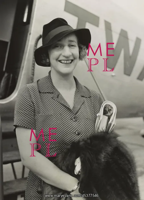 : Lillian Hellman, in front of a TWA plane after : Lillian Hellman, in front of a TWA plane after