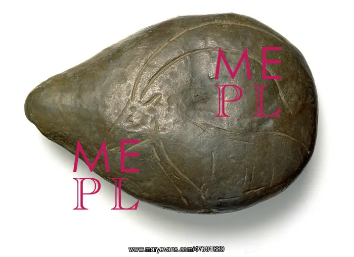 : Limestone lamp with ibex carved on back : Limestone lamp with ibex carved on back